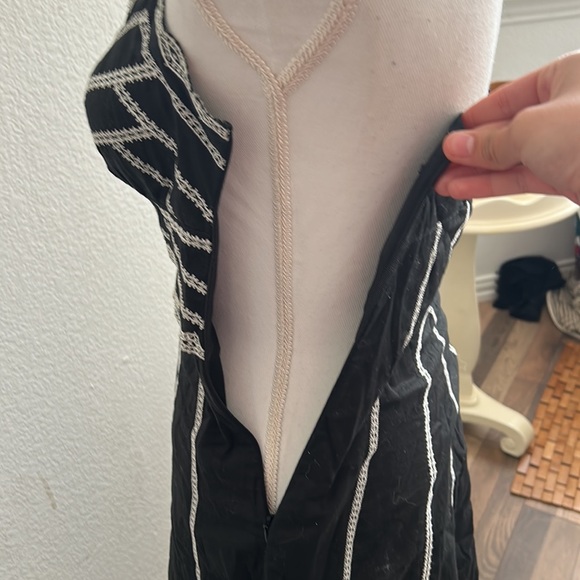 Vintage 90s Black & White Lace Feminine Womens Size 0 Midi Dress - Picture 6 of 8